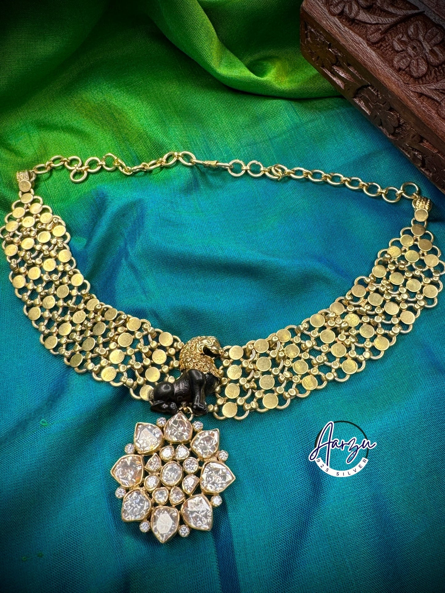 92.5 Silver base designer inspired Moissanite necklace