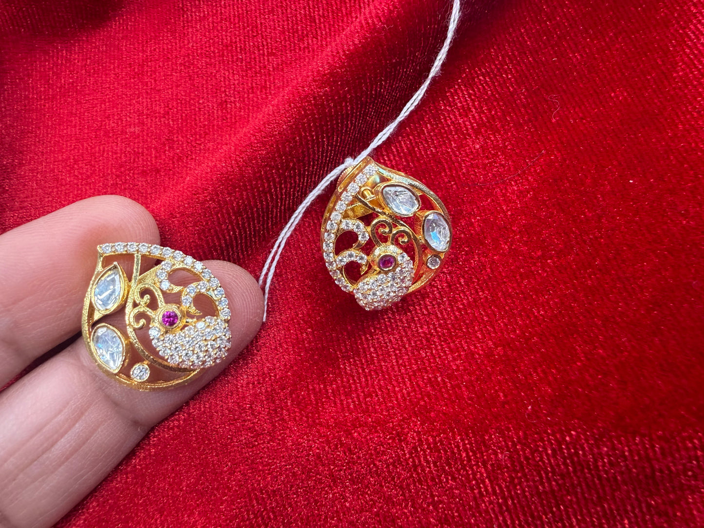 92.5 Silver Moissanite Earrings - 9 gm