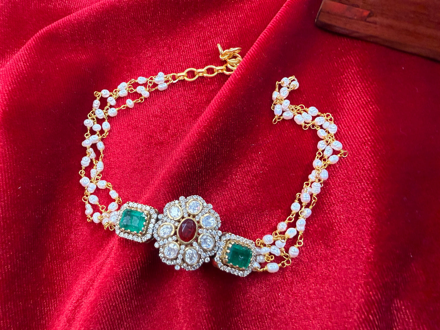 92.5 Silver Moissanite and pearl choker