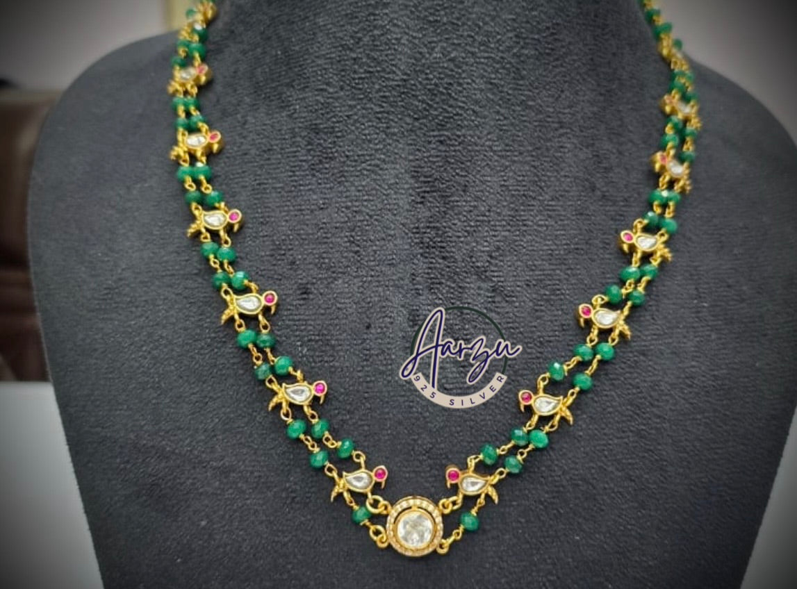 92.5 Silver Moissanite and kundan jadau necklace