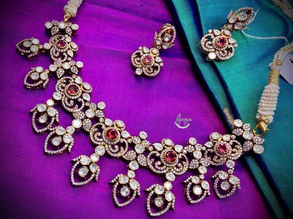 92.5 Silver Moissanite necklace set