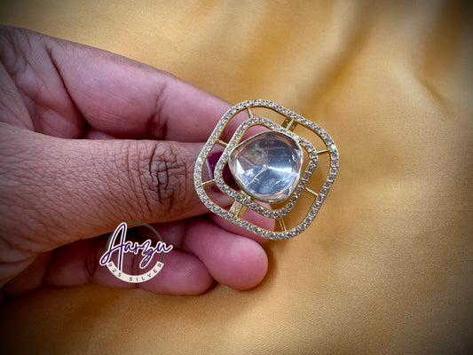 92.5 Silver Moissanite adjustable finger ring