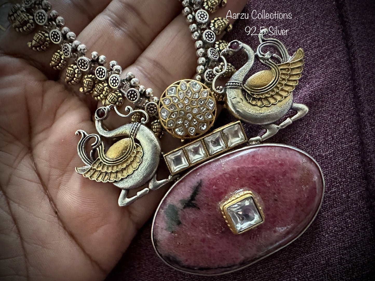 92.5 Silver base designer inspired necklace with Jasper