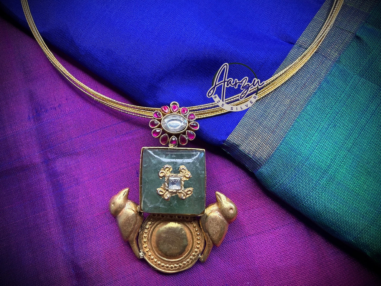 92.5 Silver precious stone Pendant -24 gm