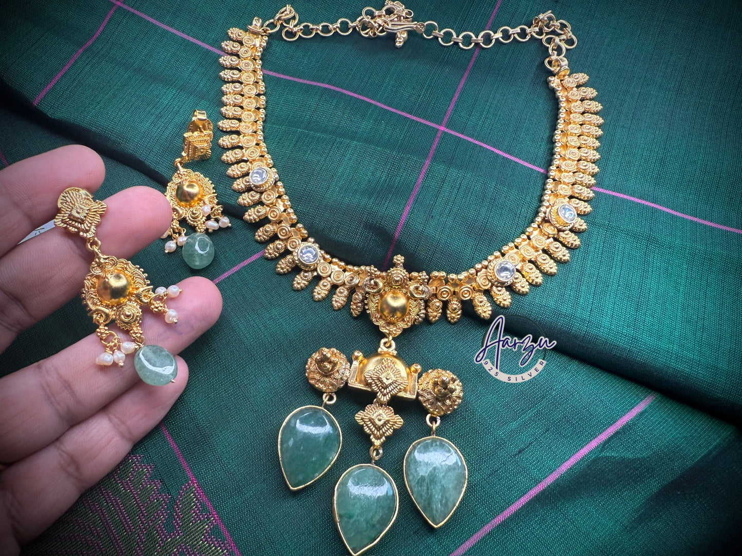 92.5 Silver base designer inspired necklace with earrings
