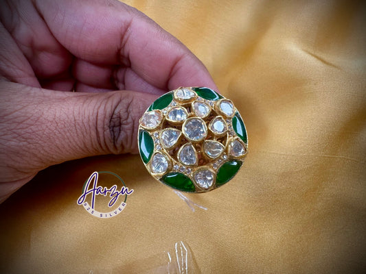 92.5 Silver Moissanite adjustable finger ring