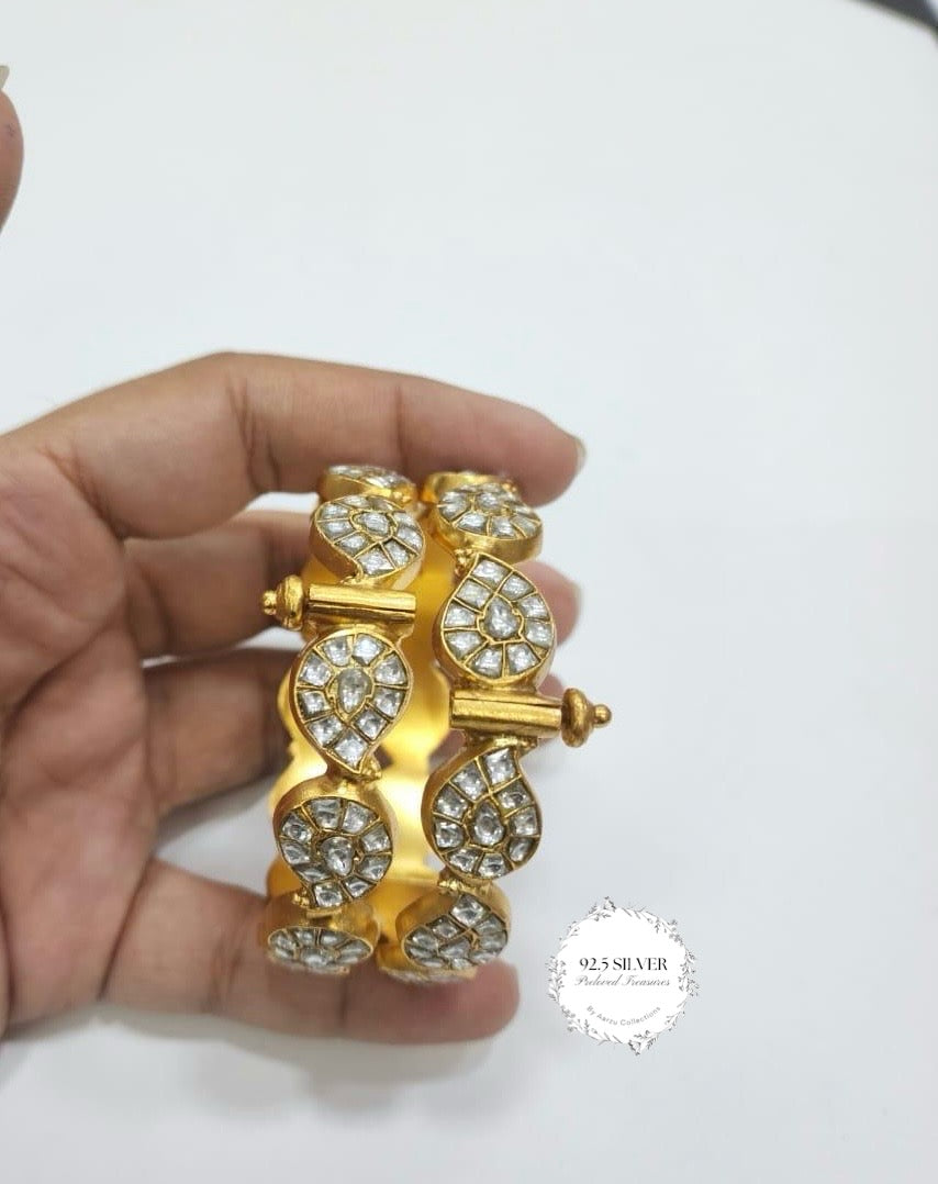 92.5 silver kundan jadau bangles pair from preloved collection