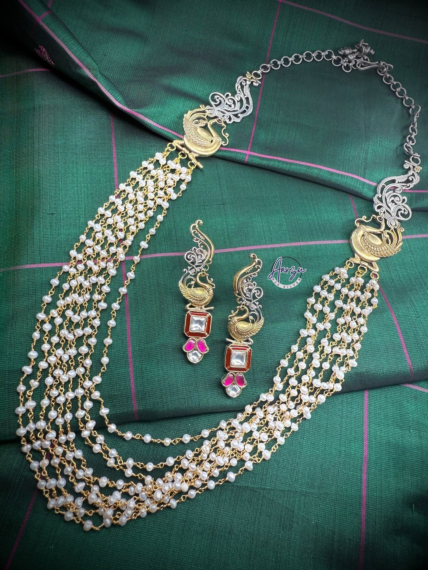92.5 Silver base designer inspired necklace with earrings