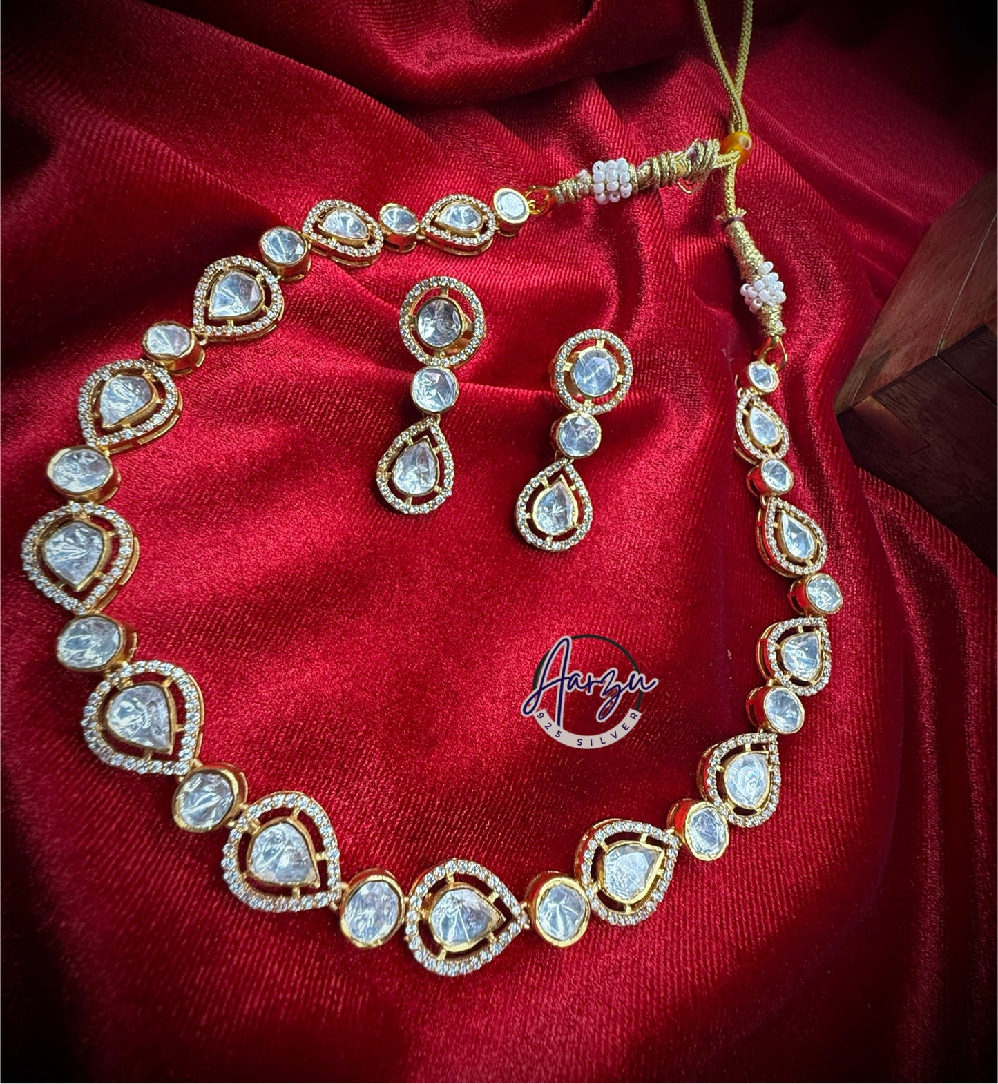 92.5 Silver Moissanite necklace with earrings