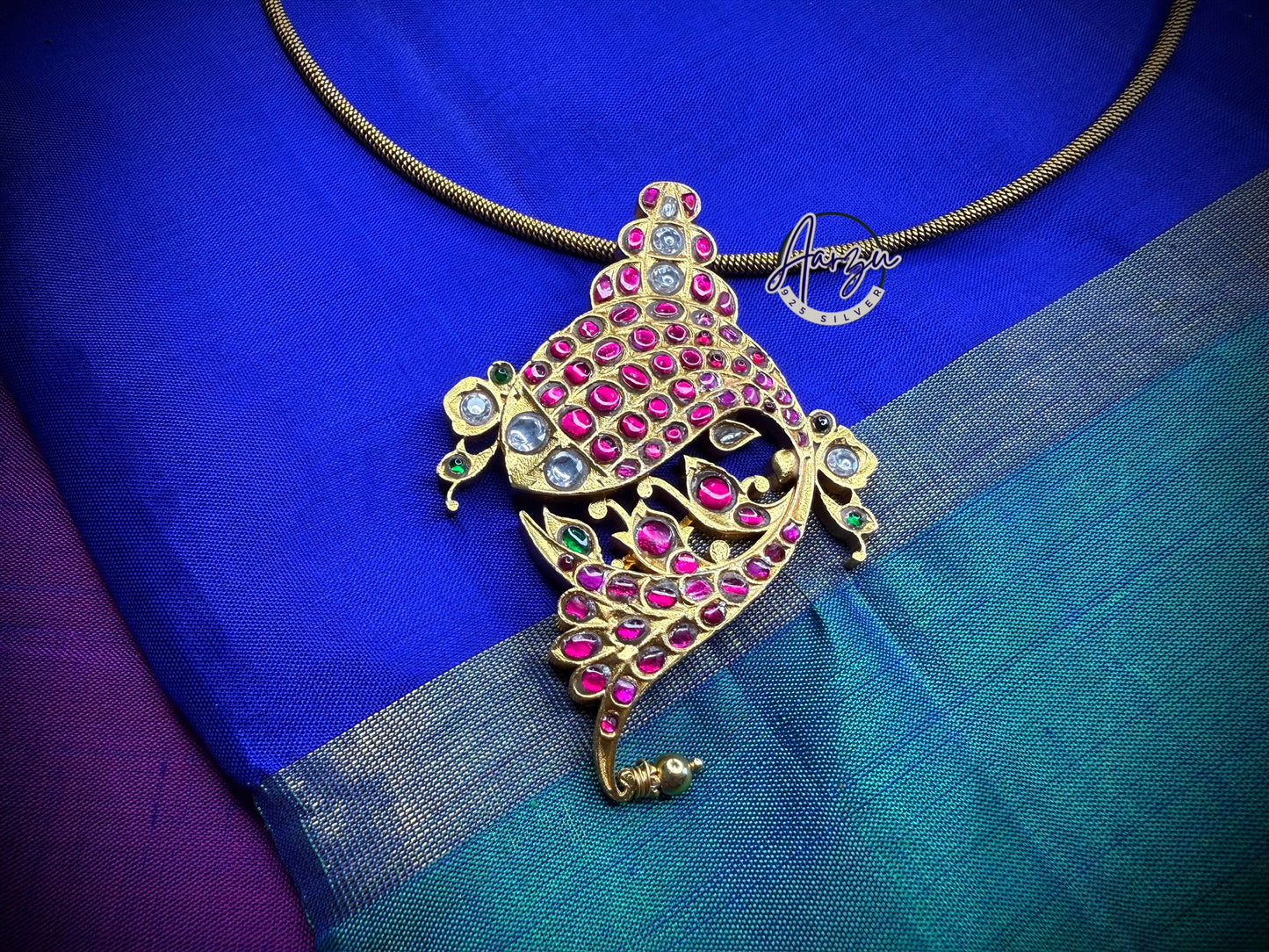 92.5 silver Kundan jadau pendant
