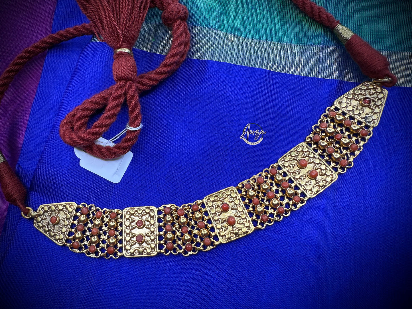 92.5 Silver base designer inspired necklace with coral