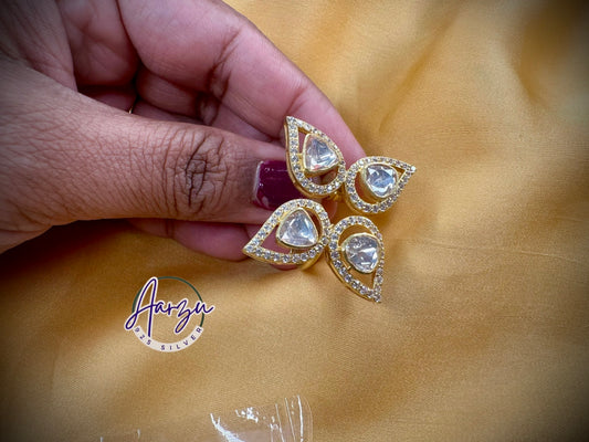 92.5 Silver Moissanite adjustable finger ring