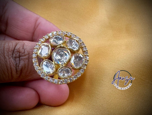 92.5 Silver Moissanite adjustable finger ring