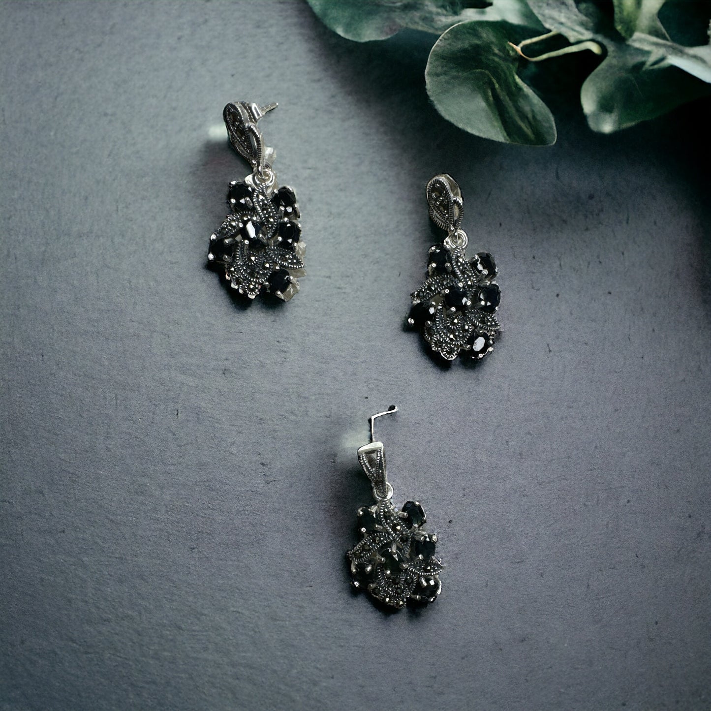 92.5 Silver Marcasite pendant set
