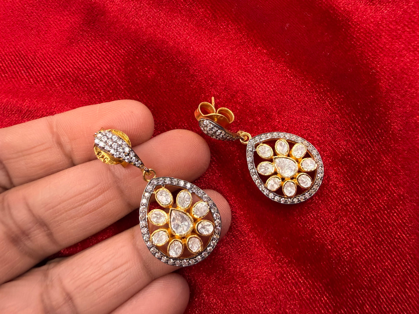 92.5 Silver Moissanite Earrings -9.5 gm