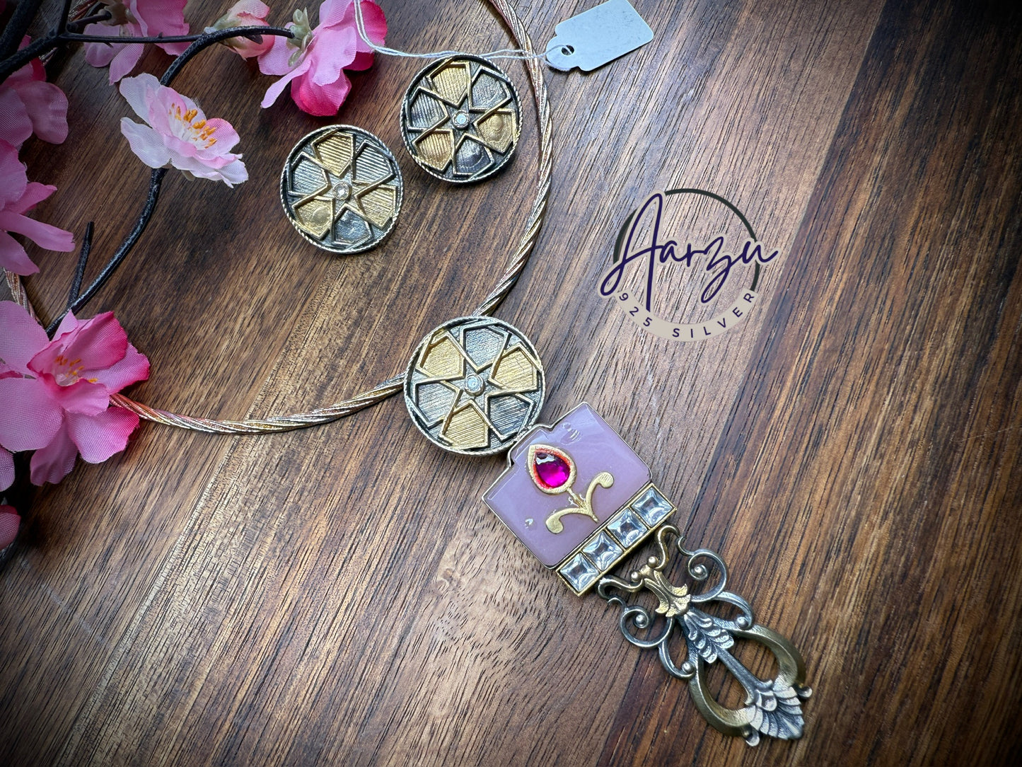 92.5 Silver fusion pendant with studs