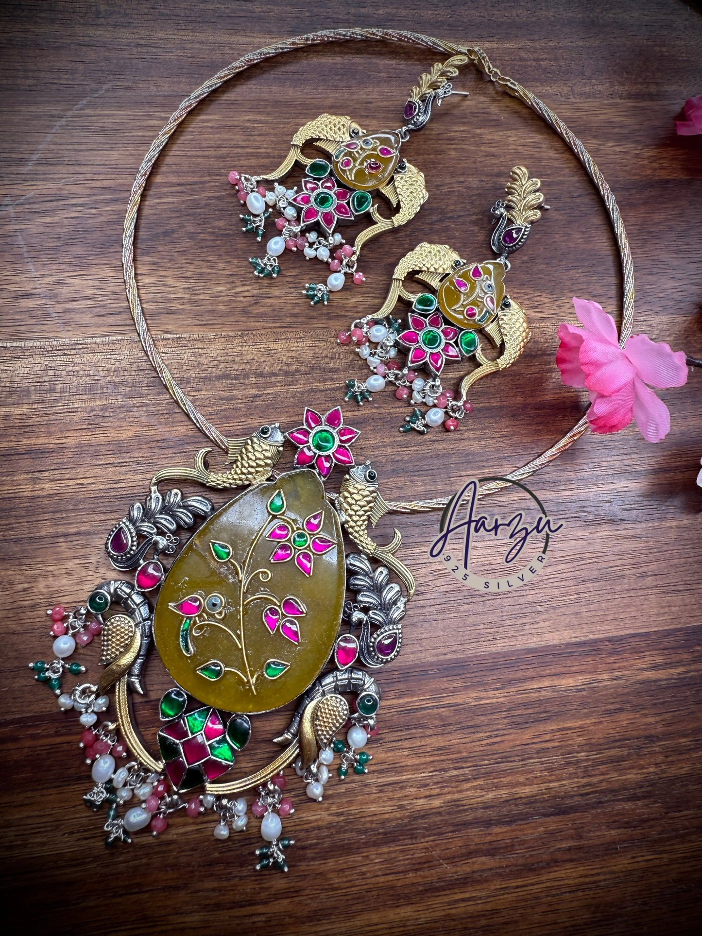 92.5 Silver fusion pendant with earrings