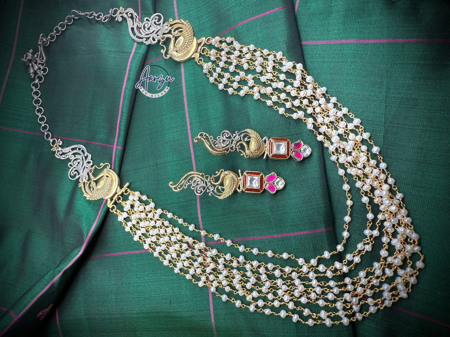 92.5 Silver base designer inspired necklace with earrings