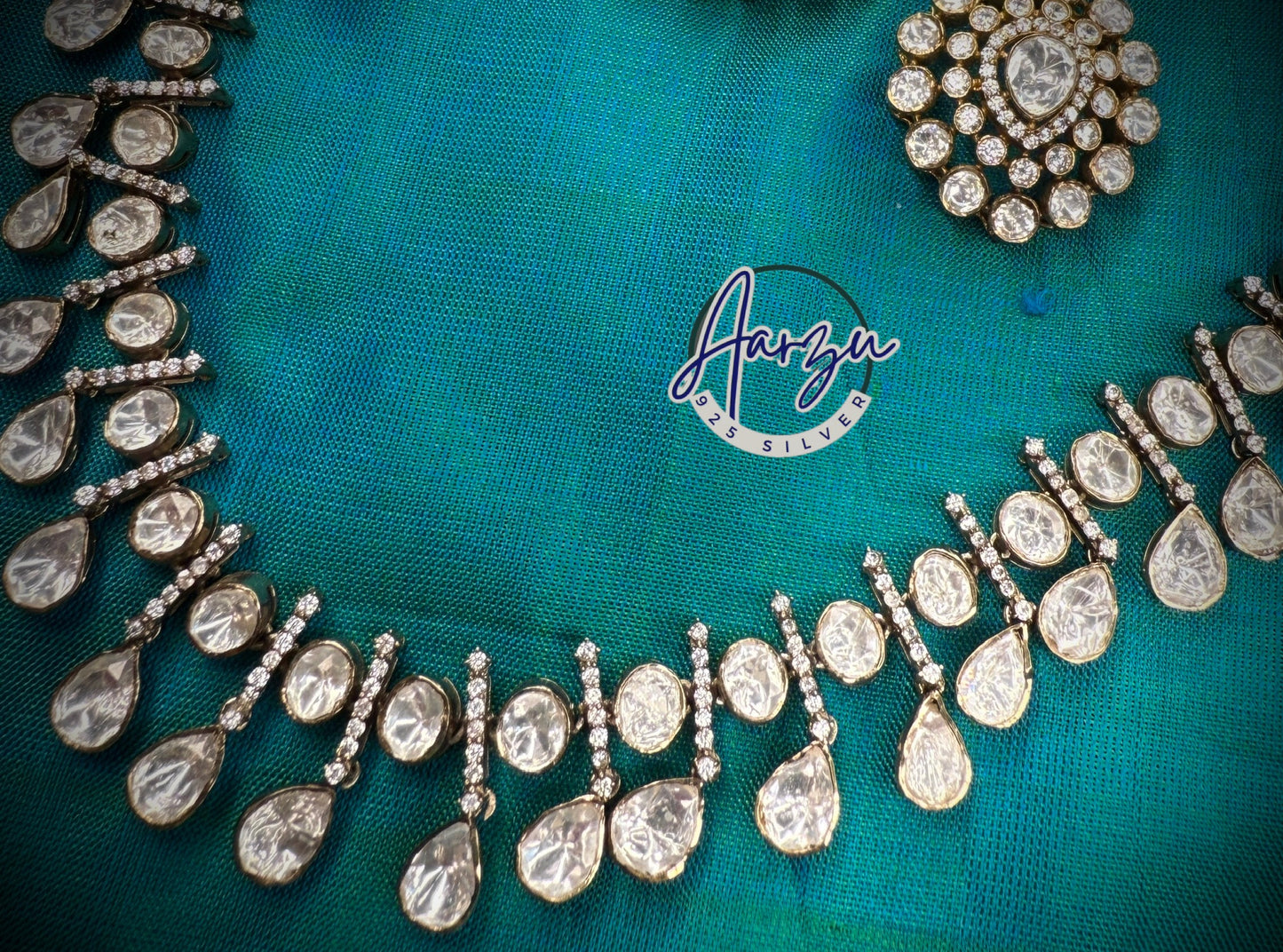92.5 Silver Moissanite necklace set