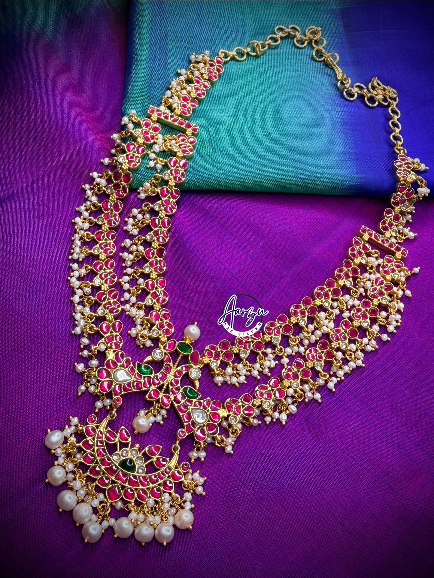 92.5 Silver base Kundan Jadau necklace