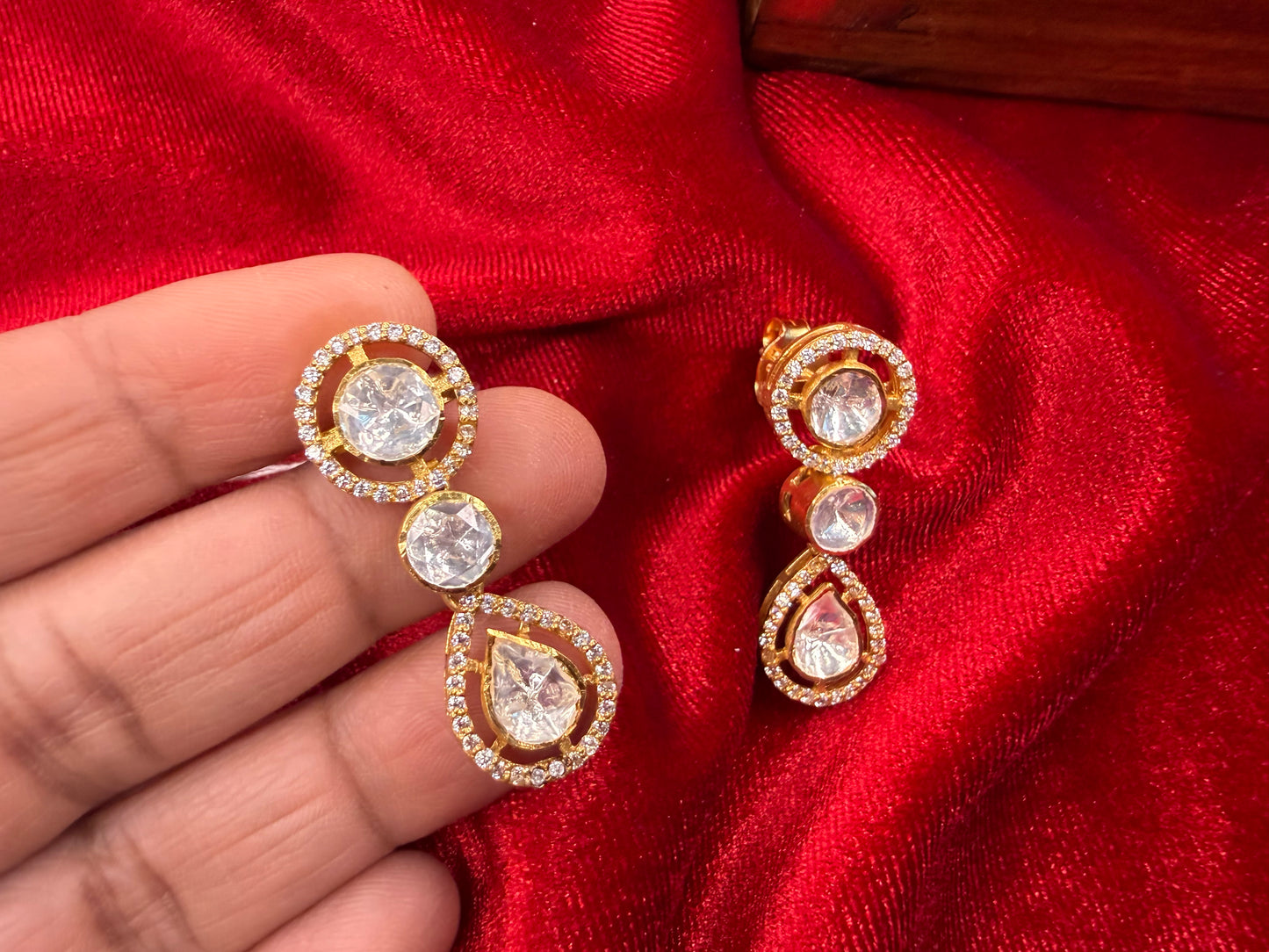 92.5 Silver Moissanite Earrings - 11 gm