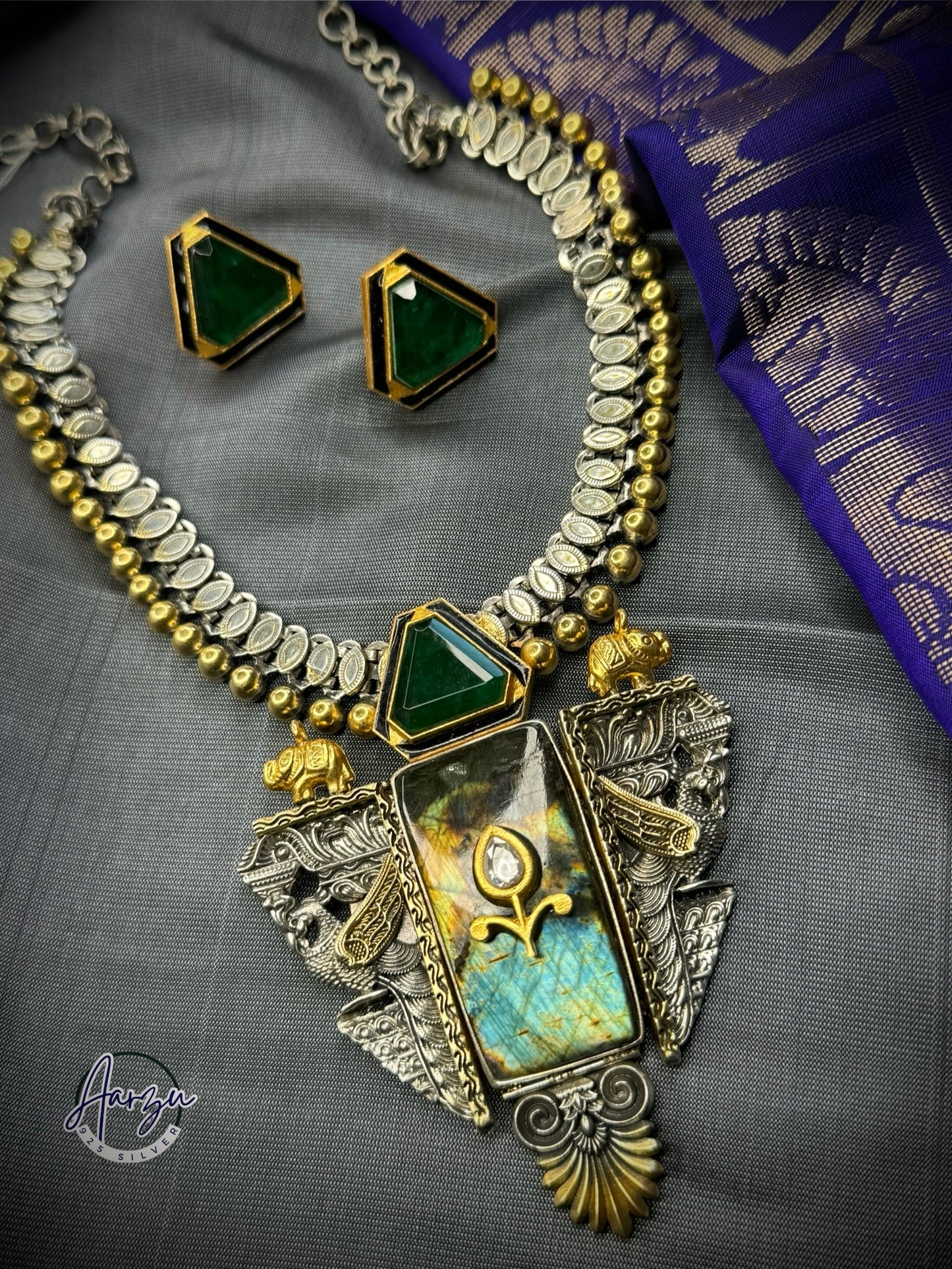 92.5 Silver base designer inspired necklace with studs