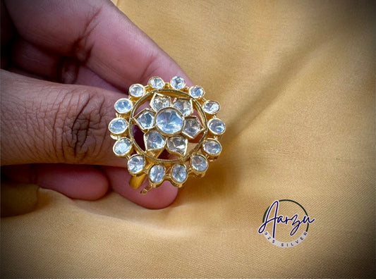 92.5 Silver Moissanite adjustable finger ring