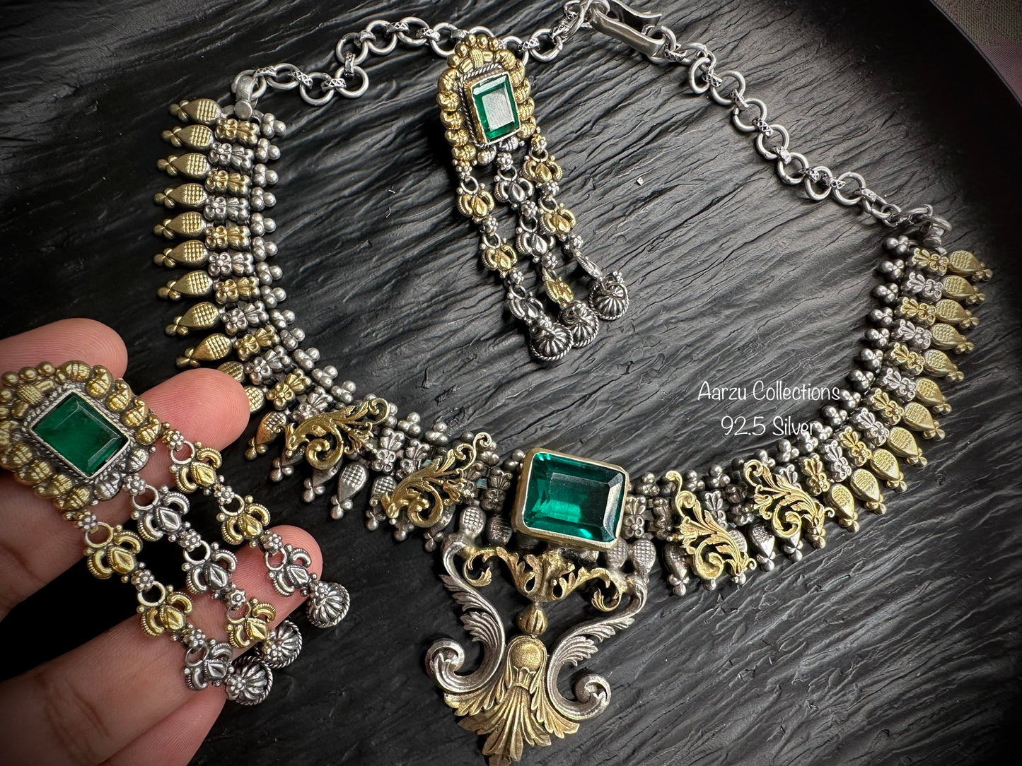 92.5 Silver fusion statement necklace set