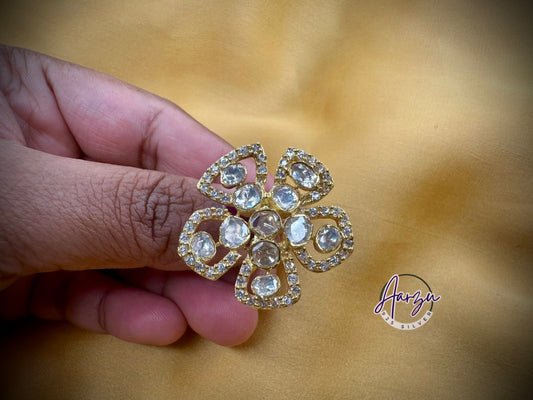 92.5 Silver Moissanite adjustable finger ring