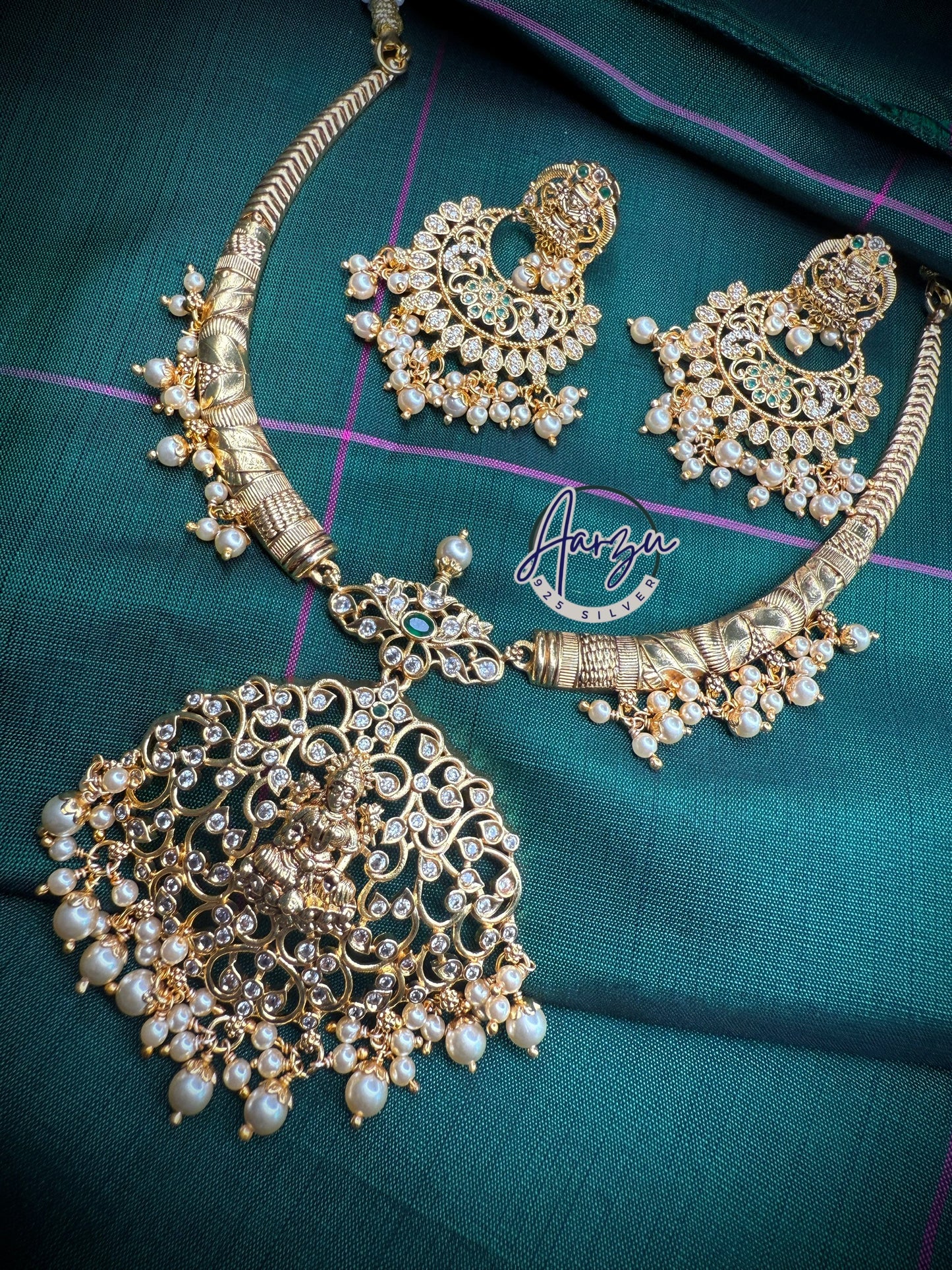 92.5 Silver base kante necklace set