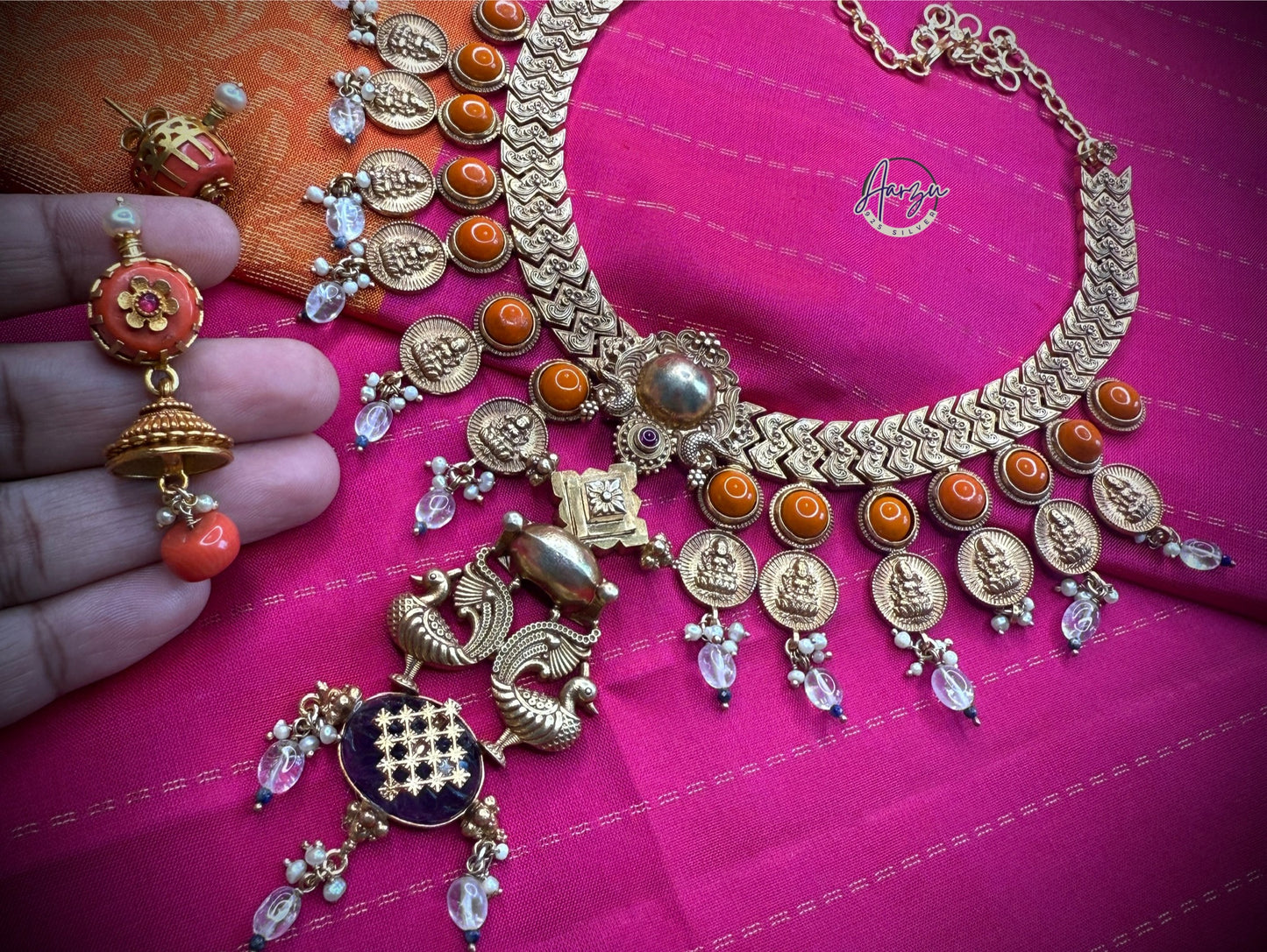 92.5 Silver base designer inspired necklace with earrings