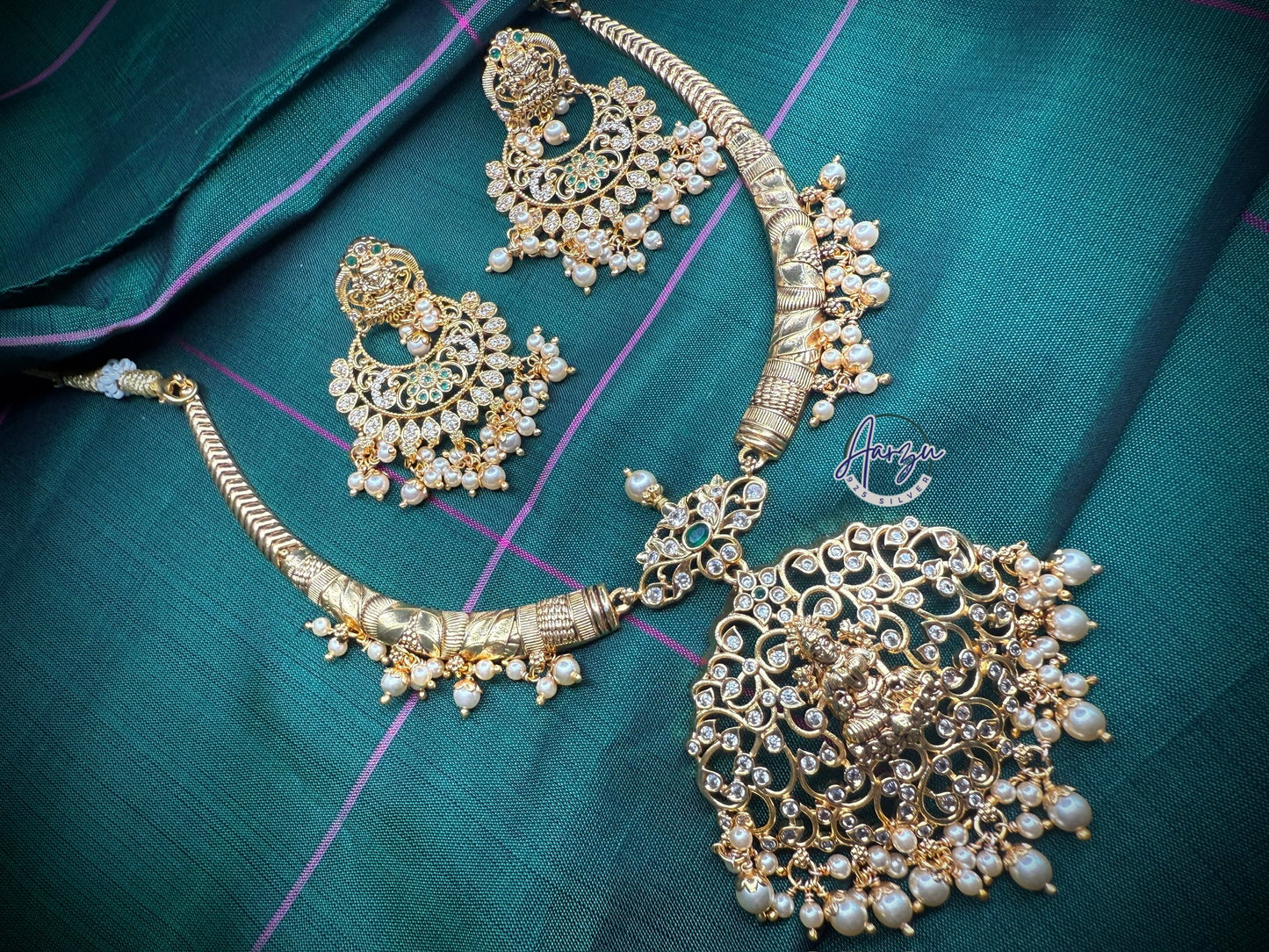 92.5 Silver base kante necklace set