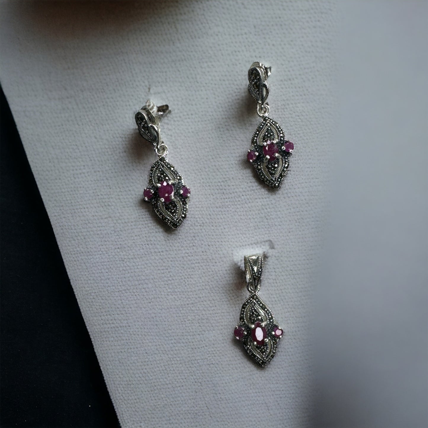 92.5 Silver Marcasite pendant set