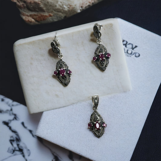 92.5 Silver Marcasite pendant set