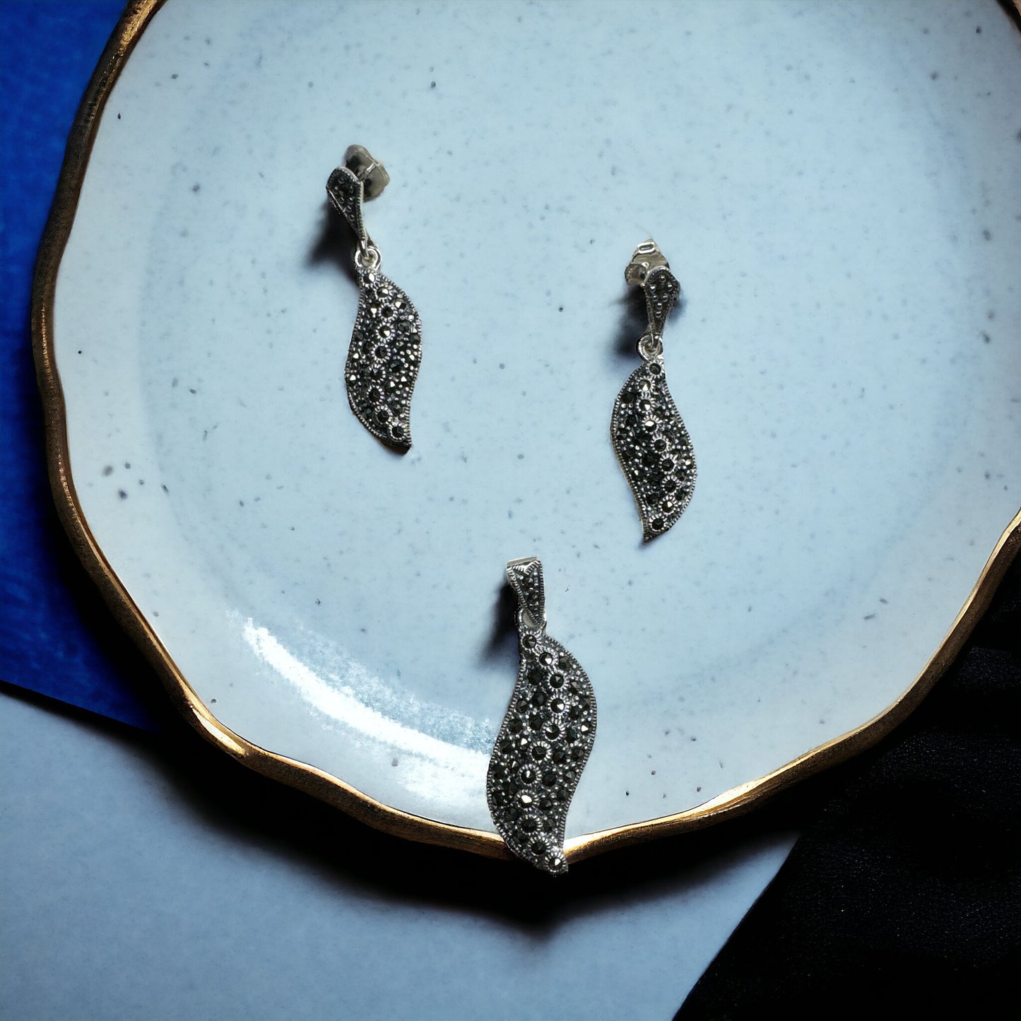 92.5 Silver Marcasite pendant set