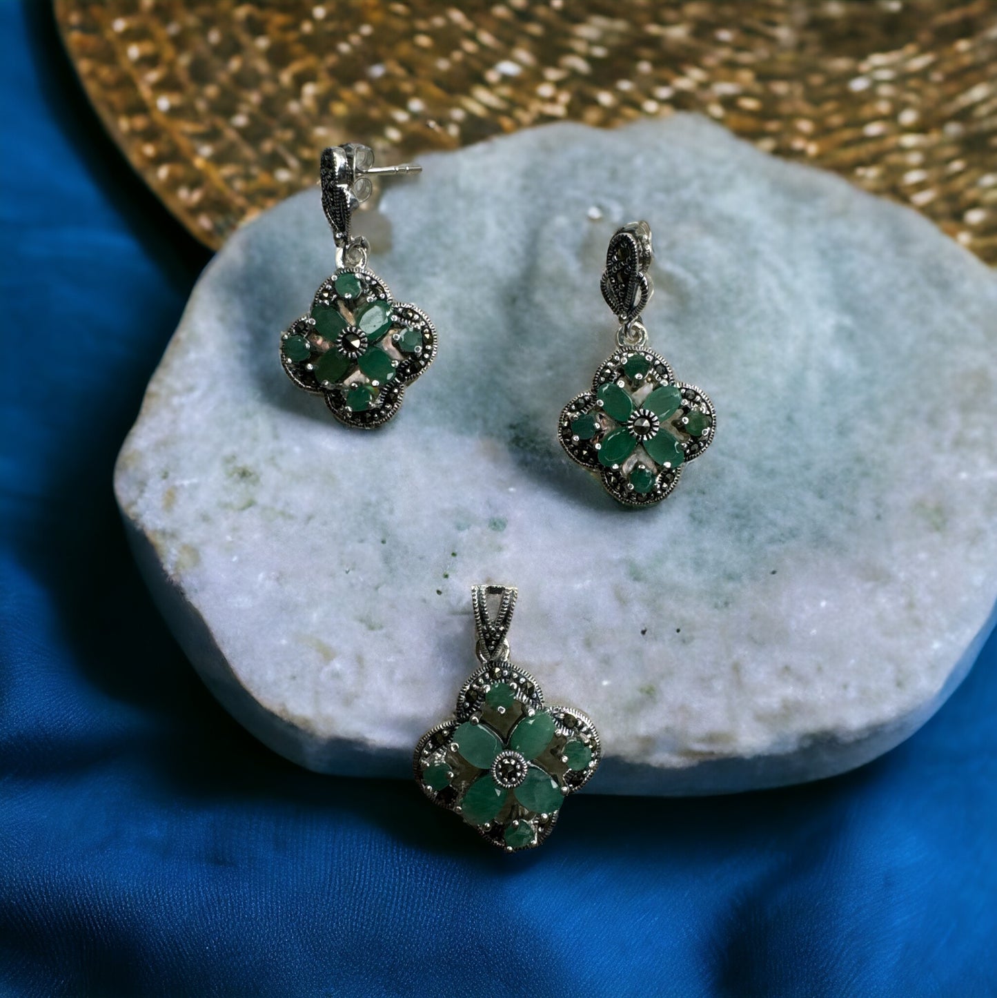 92.5 Silver Marcasite pendant set