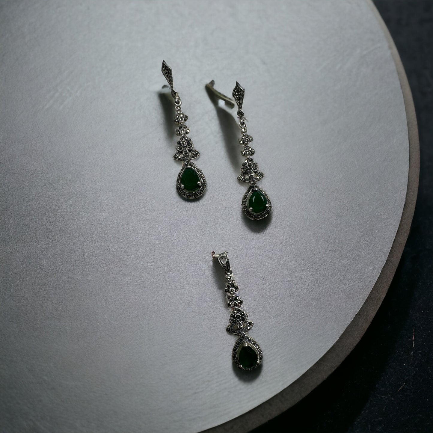 92.5 Silver Marcasite pendant set