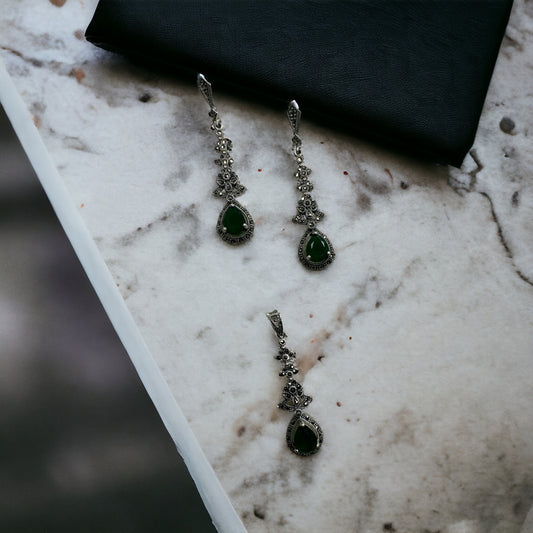 92.5 Silver Marcasite pendant set