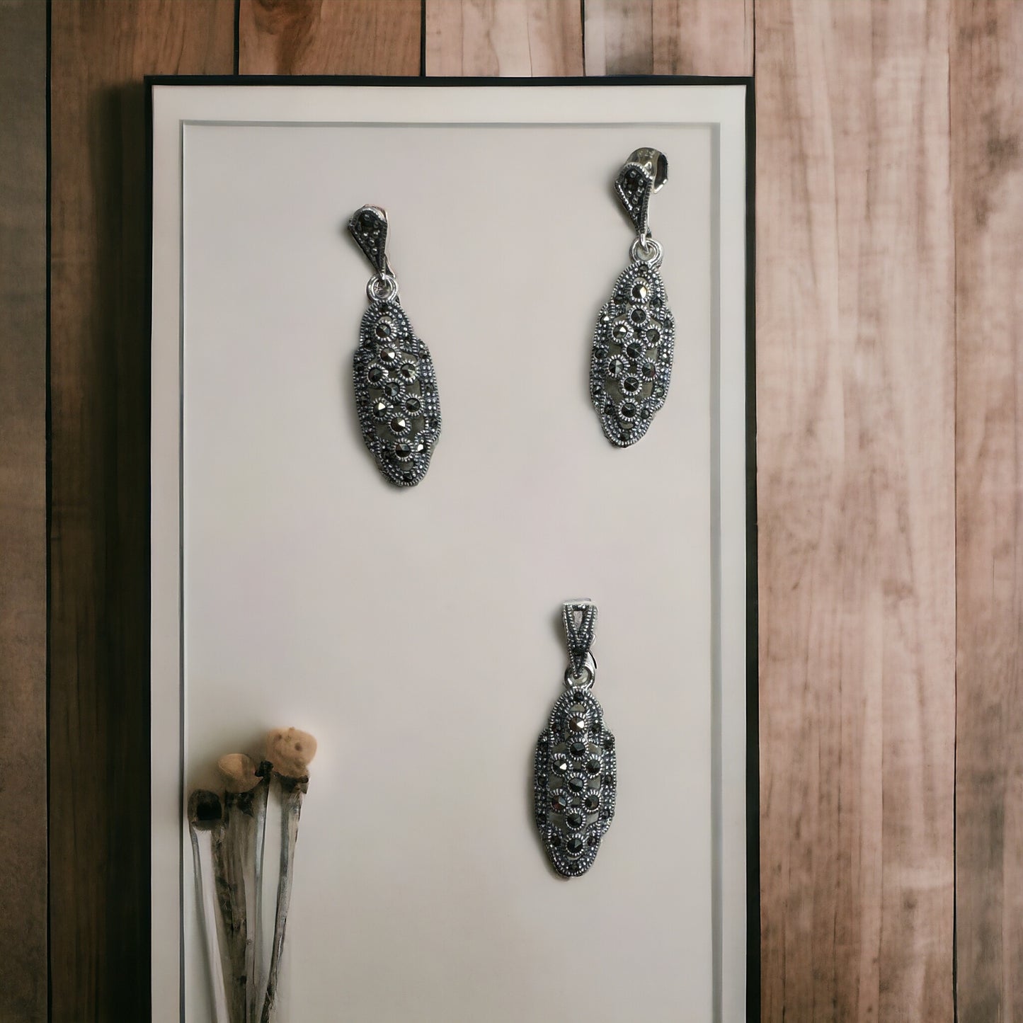 92.5 Silver Marcasite pendant set