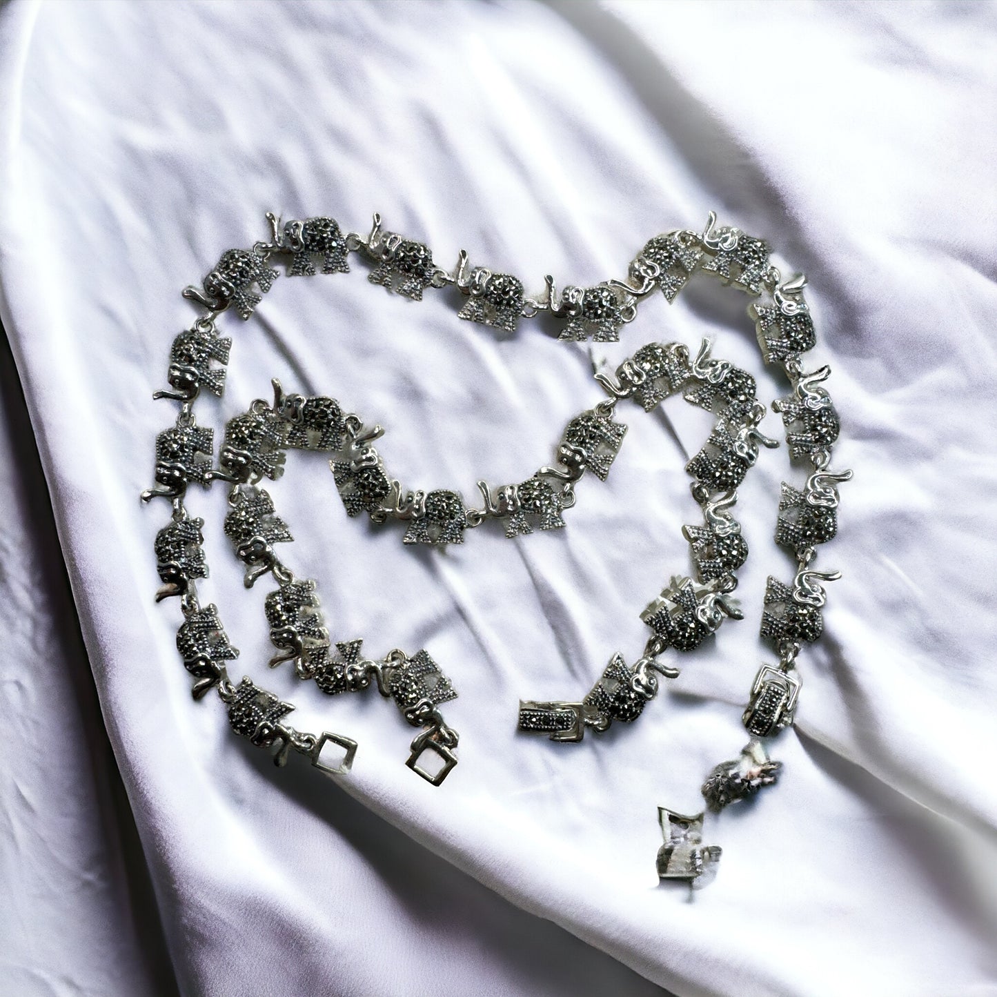 92.5 Silver Marcasite Elephant Anklets