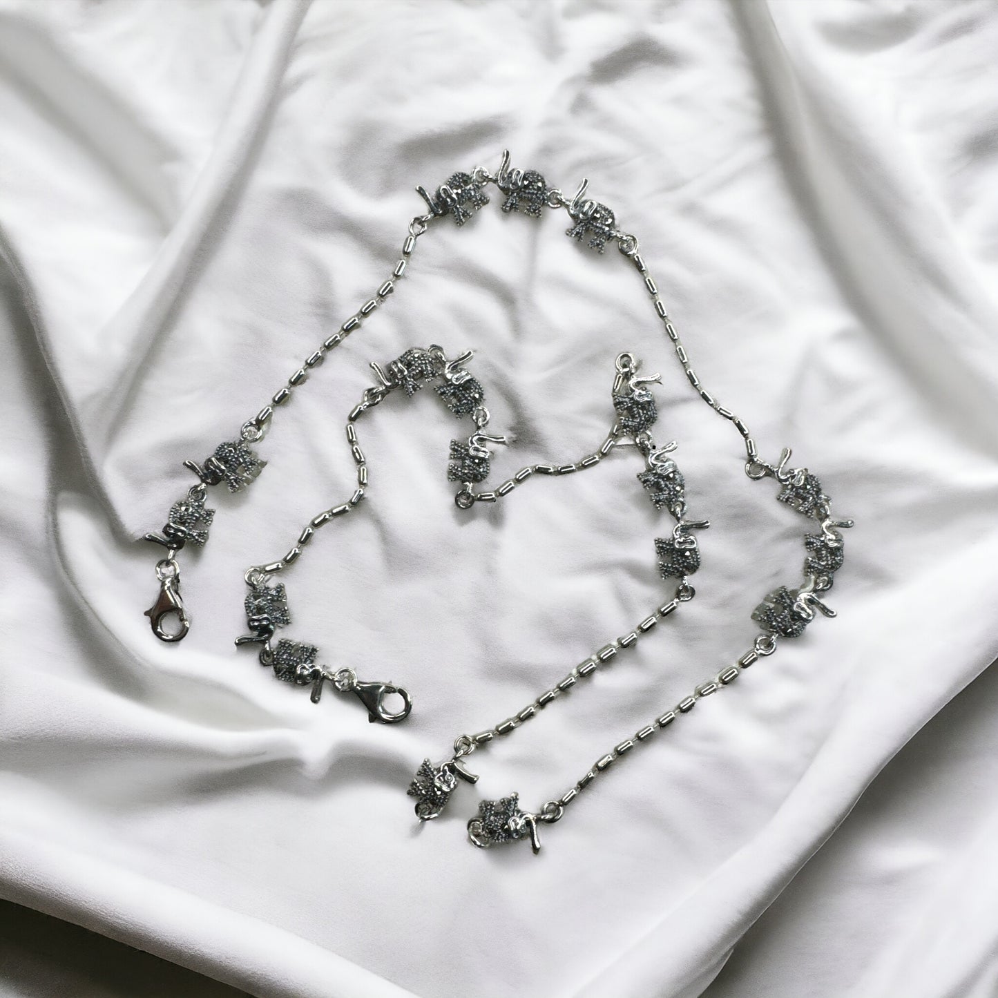 92.5 Silver Marcasite anklets - pair