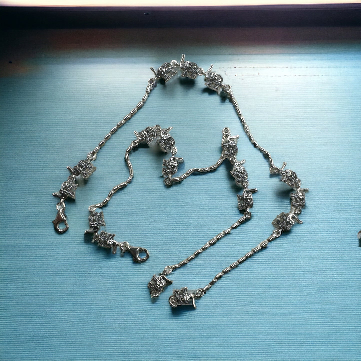 92.5 Silver Marcasite anklets - pair