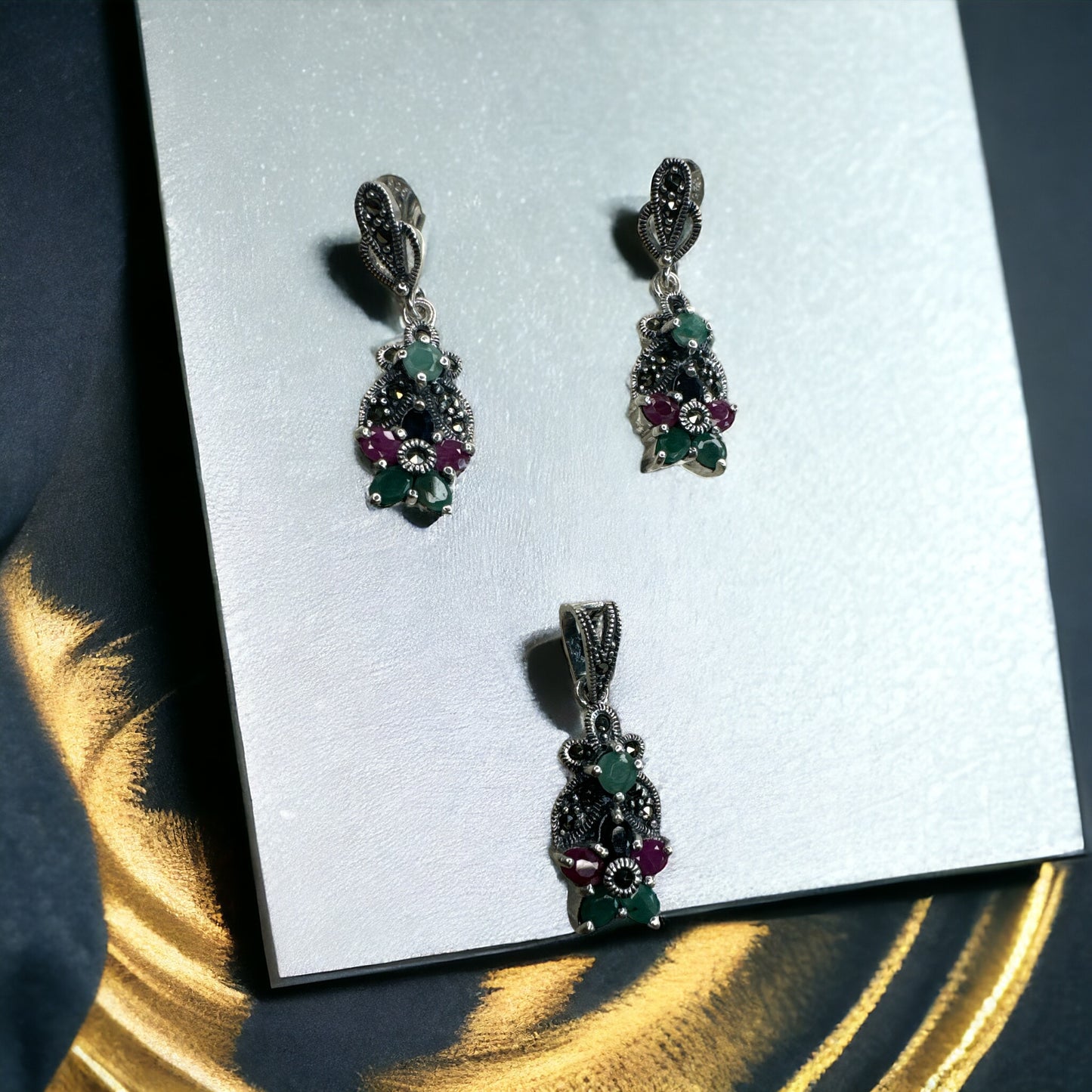 92.5 Silver Marcasite pendant set