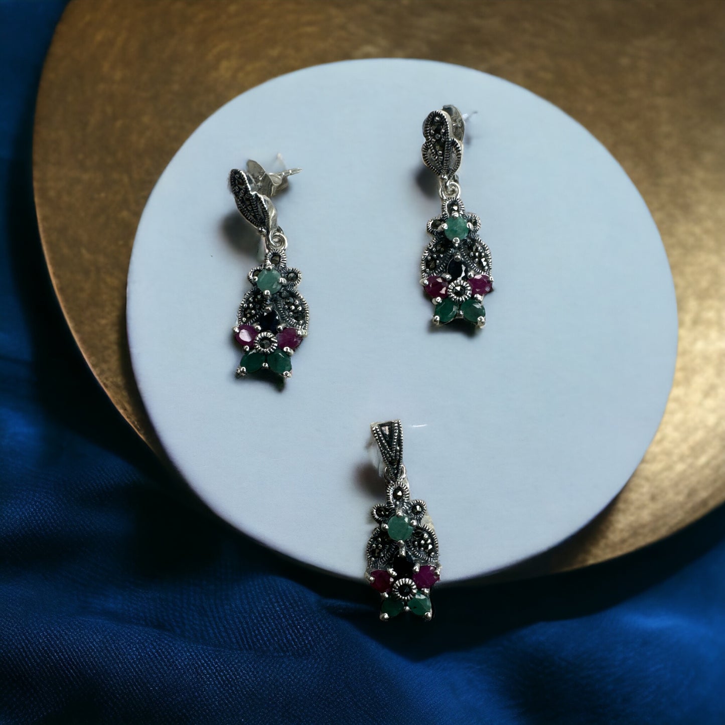 92.5 Silver Marcasite pendant set