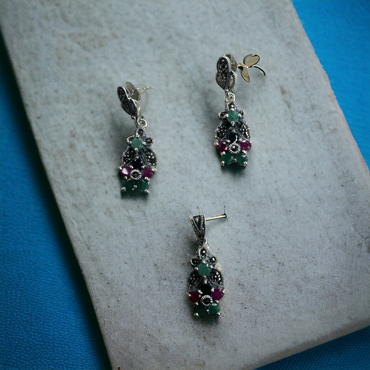 92.5 Silver Marcasite pendant set