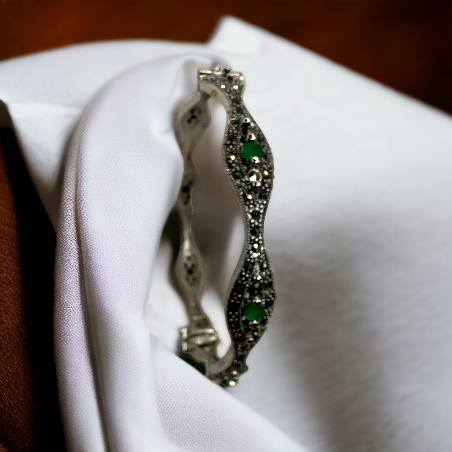 92.5 Silver Marcasite Openable Bangle