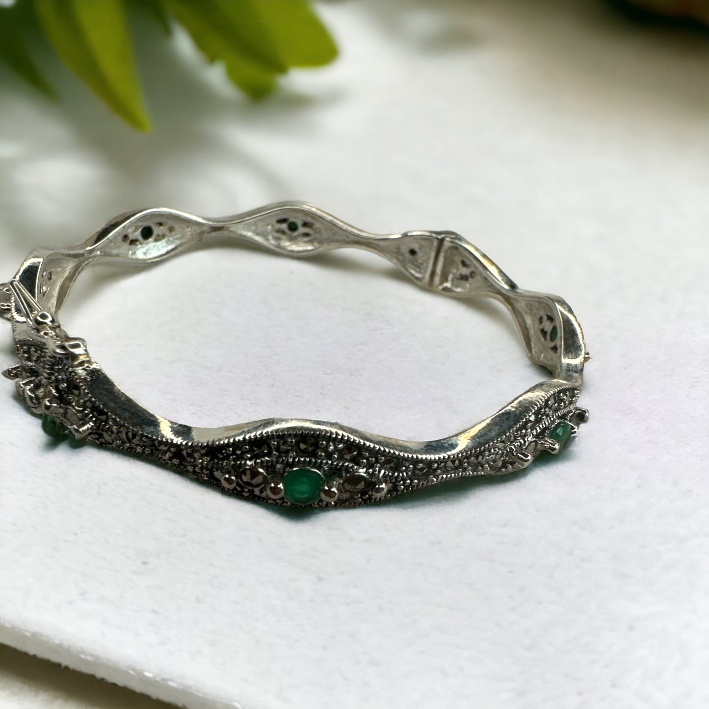 92.5 Silver Marcasite Openable Bangle