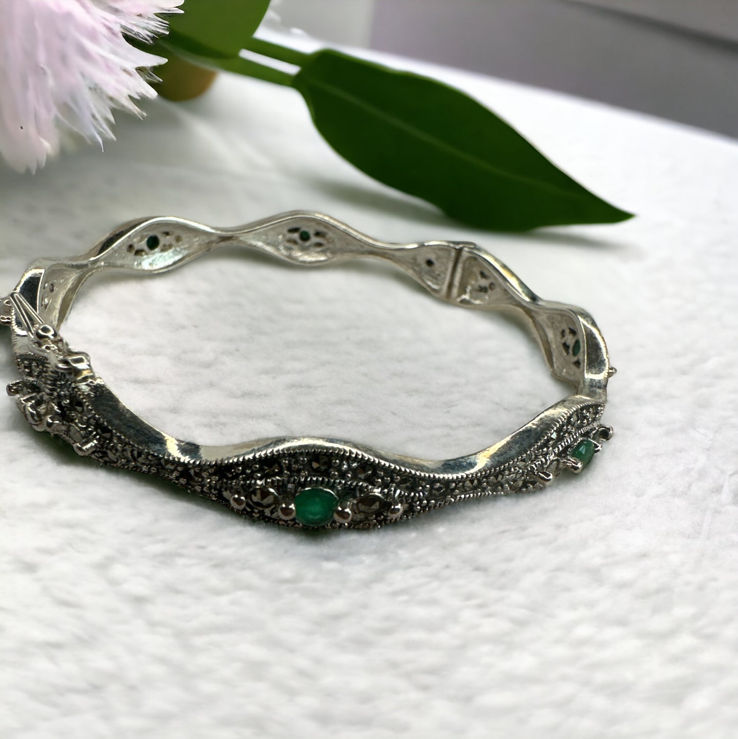 92.5 Silver Marcasite Openable Bangle