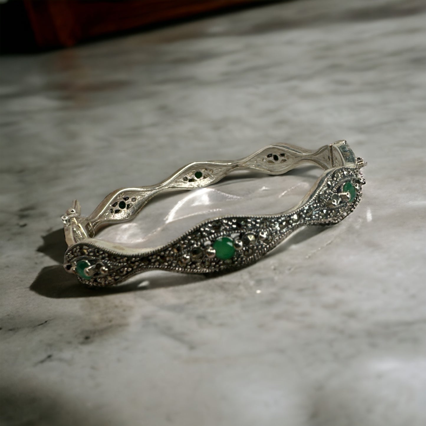 92.5 Silver Marcasite Openable Bangle