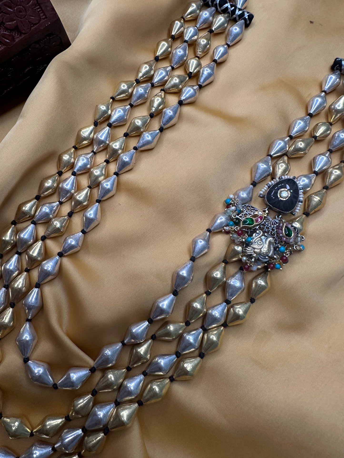 92.5 Silver dolki bead fusion Necklace